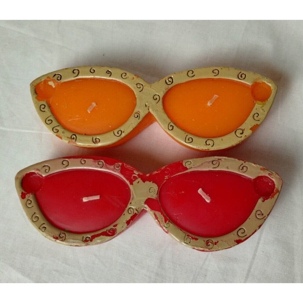 Citronella Floating Candles - Sunglasses Orange /Gold - Red /Gold - 7 Inches